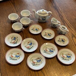 Children's Ceramic Tea Set with elephant Motif - White